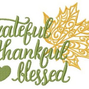 Grateful, thankful, blessed embroidery design