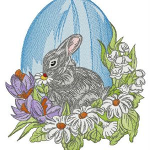 Gray Easter bunny embroidery design