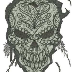 Gray skull embroidery design
