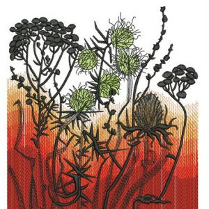 Greater burdock and tansies embroidery design