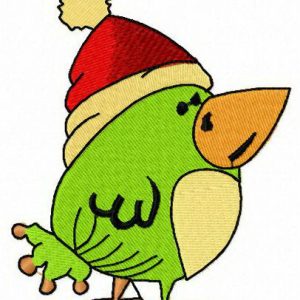 Green birdie embroidery design