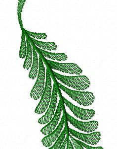 Green feather embroidery design