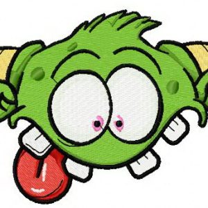 Green horny monster embroidery design
