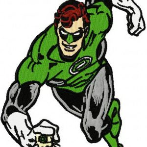 Green Lantern attacks embroidery design