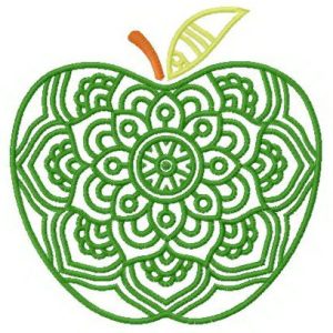 Green ripe apple embroidery design