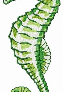 Green sea horse embroidery design