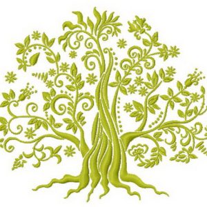 Green tree 3 embroidery design