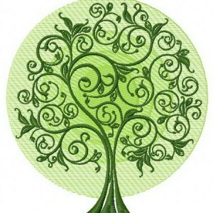 Green tree 4 embroidery design