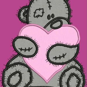 Teddy Bear with pillow applique embroidery design