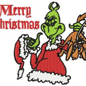 Grinch Merry Christmas embroidery design