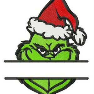 Grinch monogram embroidery design