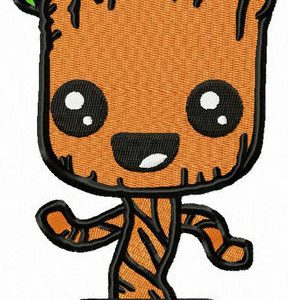 Groot in flower pot embroidery design