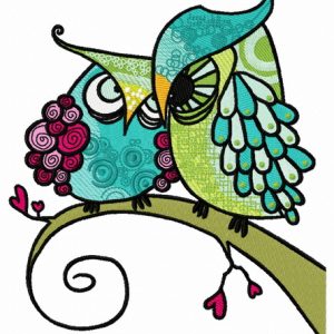 Grouchy owls embroidery design