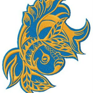 Grumpy golden fish embroidery design