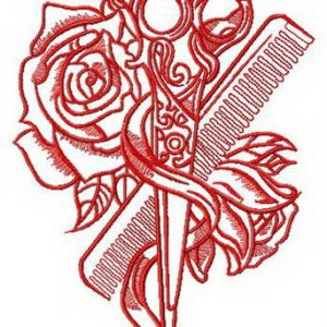 Hairdresser's tools embroidery design