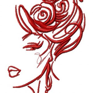 Hairstyle with roses one color embroidery design