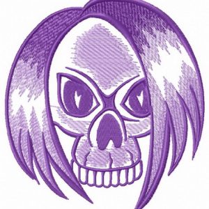 Hairy skull embroidery design