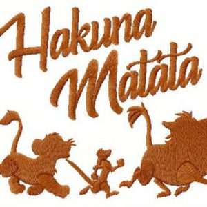 Hakuna Matata silhouette embroidery design