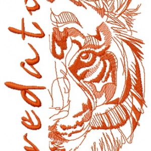 Half tiger muzzle predator embroidery design