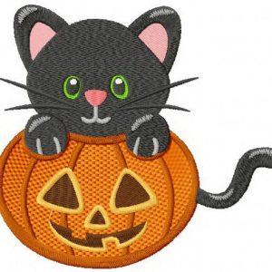 Halloween kitten embroidery design