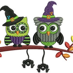 Halloween owls embroidery design