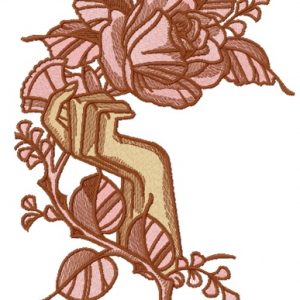 Hand holding rose embroidery design