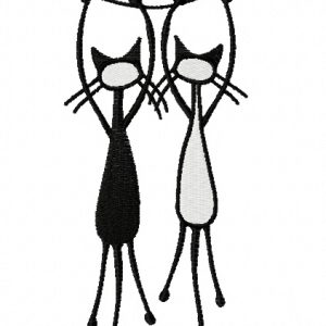 Hanging cats embroidery design