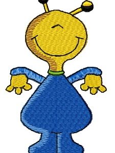 Happy alien embroidery design