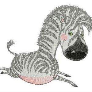 Happy baby zebra embroidery design
