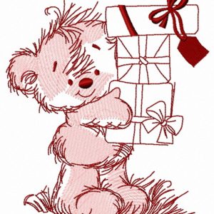 Happy birthday, teddy bear 2 embroidery design