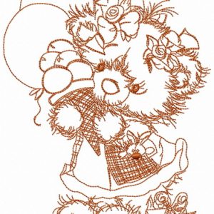 Happy Birthday, teddy bear! sketch embroidery design