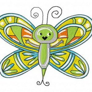 Happy butterfly embroidery design