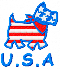 Happy Dog USA style embroidery design