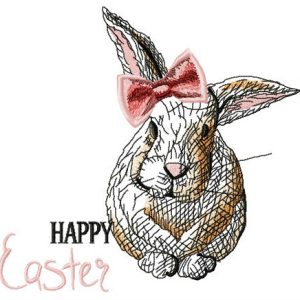 Happy Easter, bunny girl embroidery design