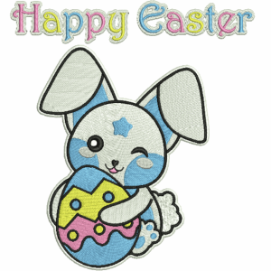 Happy Easter bunny embroidery design