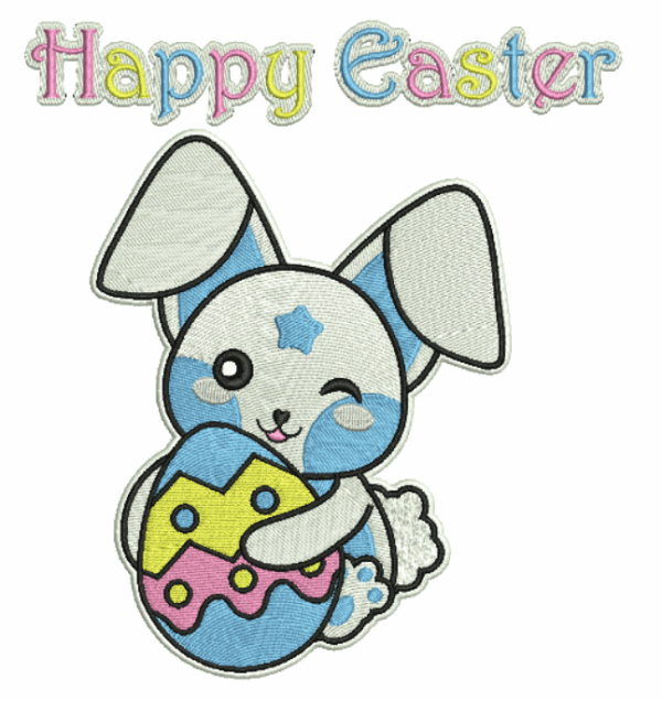 Happy Easter bunny embroidery design