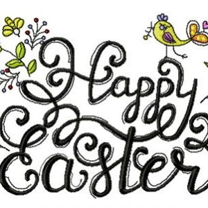 Happy Easter phrase embroidery design