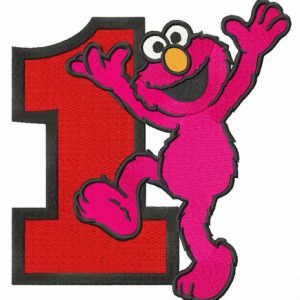 Happy Elmo number 1 embroidery design