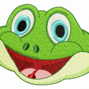 Happy frog embroidery design