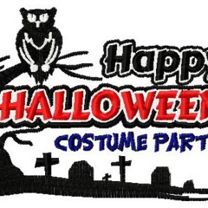 Happy Halloween costume party embroidery design