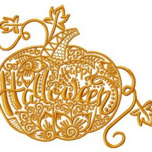 Happy Halloween pumpkin embroidery design