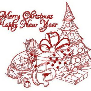 Happy New Year composition embroidery design