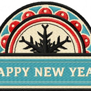 Happy New Year label embroidery design