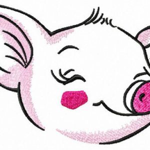 Happy piggy embroidery design