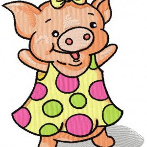 Happy piglet embroidery design