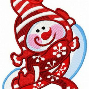 Happy snowman embroidery design