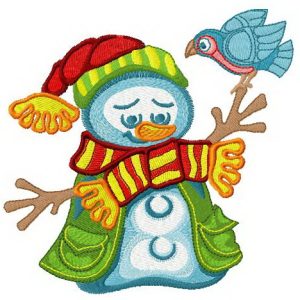 Happy snowman embroidery design