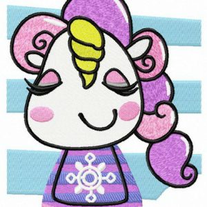 Happy unicorn teen embroidery design