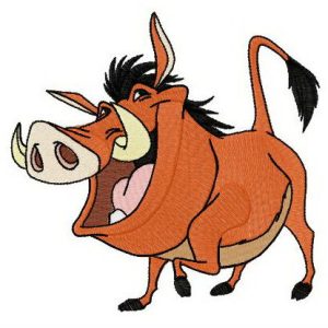 Happy warthog Pumba embroidery design