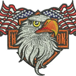 Harley and eagle embroidery design